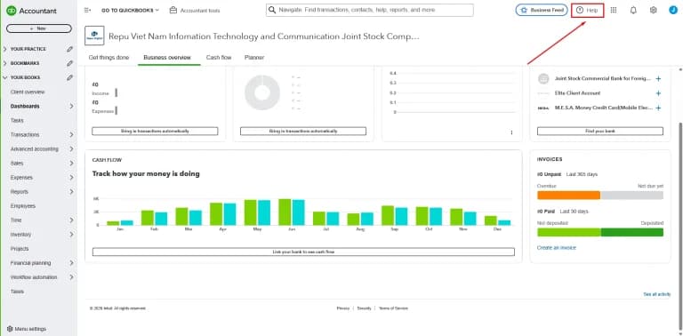 Hướng dẫn sử dụng QuickBooks bằng cách nhấn nút Help trên mọi màn hình bạn cần trợ giúp-QuickBooks Việt Nam-Repu